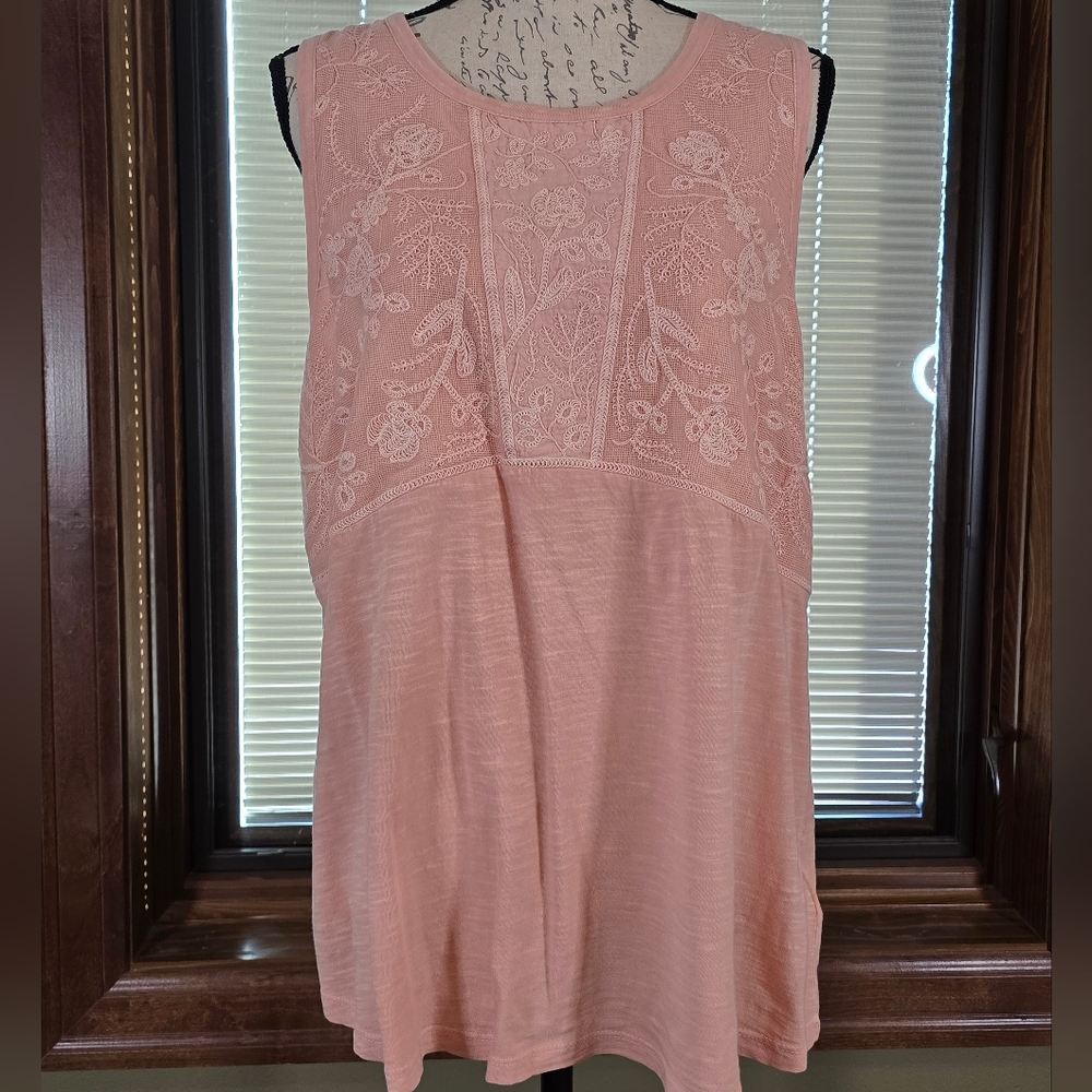 Pink Sleeveless Embroidered Top